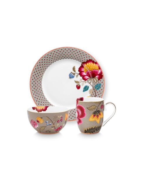 Ensemble de 3 pièces pour petit-déjeuner Blooming Tales Fantasy kaki