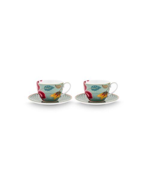 Ensemble de 2 tasses et soucoupes Blooming Tales Fantasy bleu