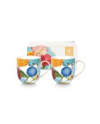 Lot de 2 petites tasses à motifs de fleurs royales bleu