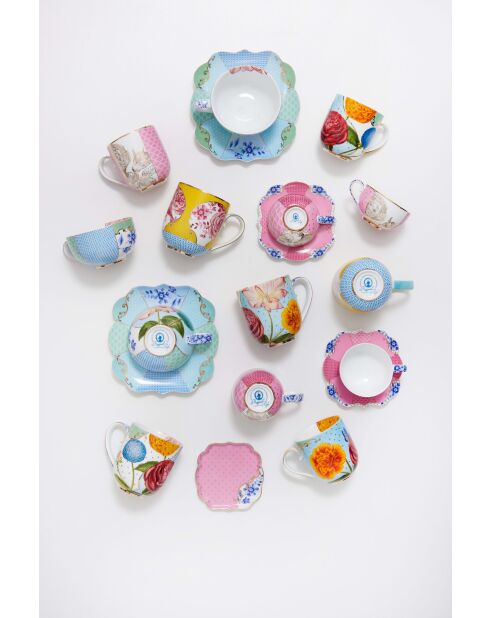 Lot de 2 petites tasses à motifs de fleurs royales bleu