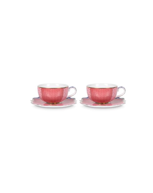 Ensemble de 2 tasses à expresso et soucoupes rose royal
