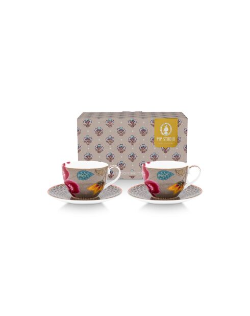 Ensemble de 2 tasses et soucoupes Blooming Tales Fantasy kaki