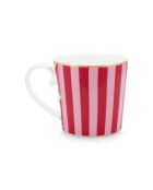 Teiera con medaglione Lovers Bird a righe rosse/rosa