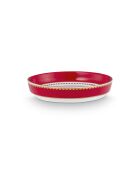 Teiera con medaglione Lovers Bird a righe rosse/rosa