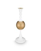 Bougeoir en métal HC30 M blanc/doré - 37 cm