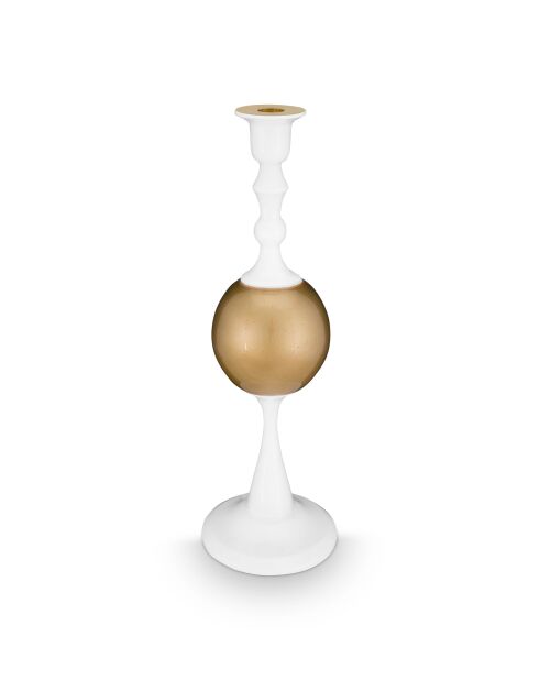 Bougeoir en métal HC30 M blanc/doré - 37 cm