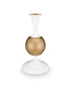 Bougeoir en métal HC30 S blanc/doré - 24 cm