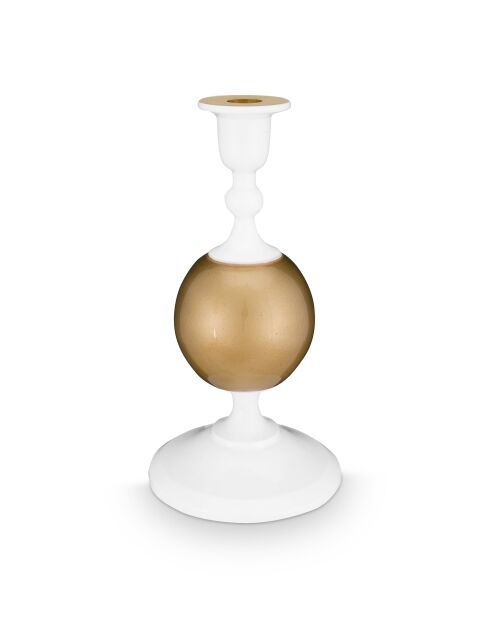 Bougeoir en métal HC30 S blanc/doré - 24 cm