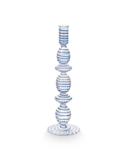 Bougeoir en verre HC40 Swirl L bleu - 28 cm