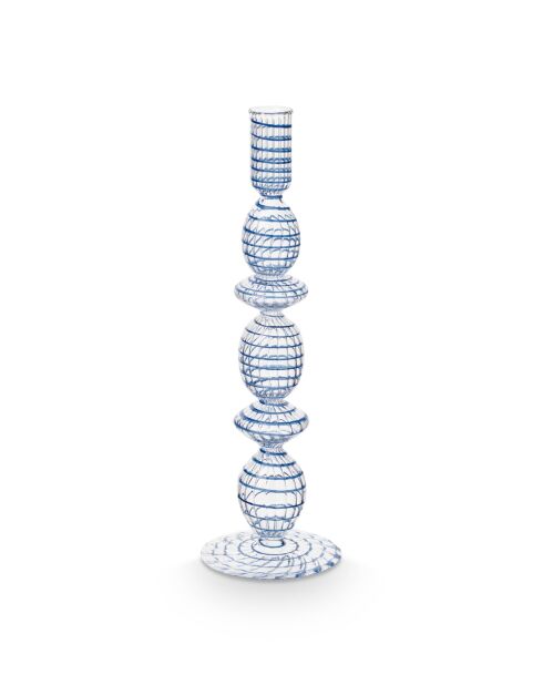 Bougeoir en verre HC40 Swirl L bleu - 28 cm