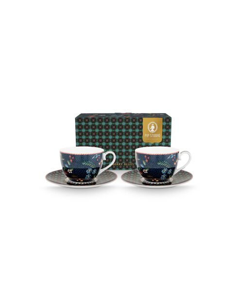 Coffret 2 paires de tasses à thé Berry Blues bleu - 280 ml