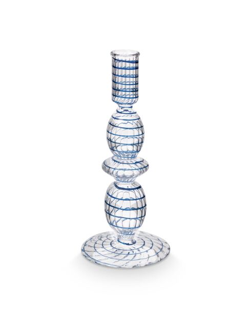 Bougeoir en verre HC40 Swirl S bleu - 20 cm