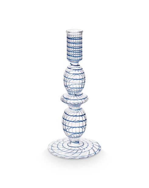Bougeoir en verre HC40 Swirl S bleu - 20 cm