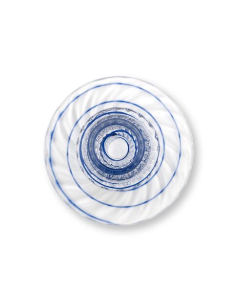 Bougeoir en verre HC40 Swirl S bleu - 20 cm