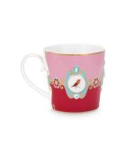 Teiera con medaglione Lovers Birds rosso/rosa