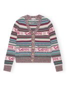 Cremefarbener Wollcardigan Mix Logo