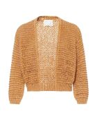 Camel Fettuccia Strickjacke mit Zopfmuster