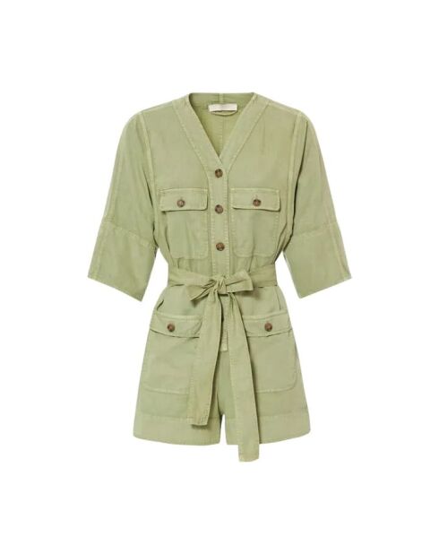 Lindengrüner Playsuit Chaina aus Baumwolle