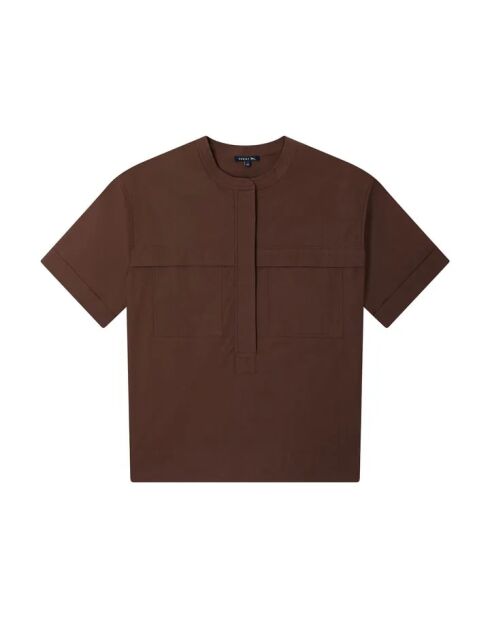 Blouse en coton manches courtes Tegan chocolat
