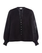 Julia schwarze bestickte Bluse aus Biobaumwolle