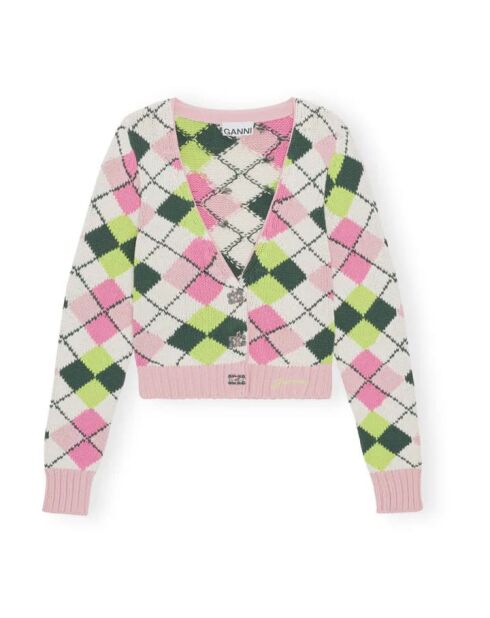 Roter Cardigan aus Baumwolle mit Grafikmotiv