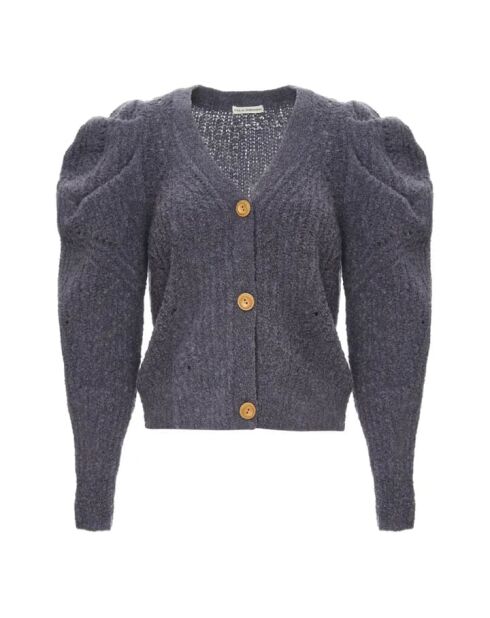 Anthrazitgrauer Emmy Baby-Cardigan aus Alpaka-Pointelle