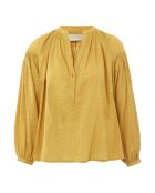 Blusa Nipoa Jacquard in cotone a manica lunga ricamata ocra