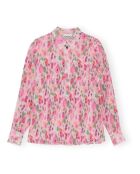 Blusa rosa a maniche lunghe Georgette Pleissée