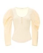 Beiges Top Joanne aus geripptem Jersey und Popeline