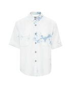 Olga Tie and Dye himmelblaues Kurzarmhemd aus Baumwolle