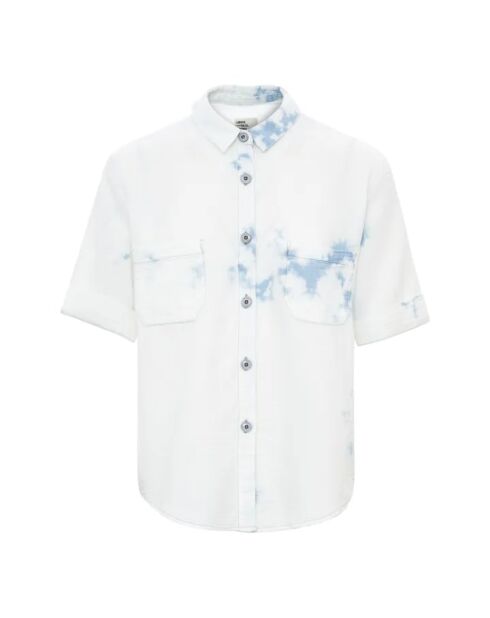 Olga Tie and Dye himmelblaues Kurzarmhemd aus Baumwolle