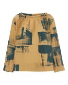 Uki beige katoenen blouse met lange mouwen