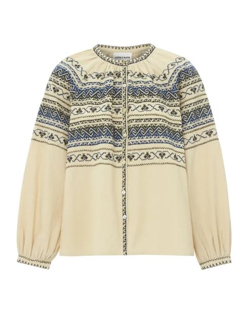 Cremefarbene Bluse Luna aus Baumwollkrepp