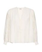 Cremefarbene Bestickte Bluse Julia aus Biobaumwolle