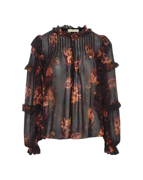 Miray schwarze Seidenbluse