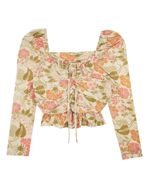 Rafaella ecrufarbene Bluse aus recyceltem Polyester