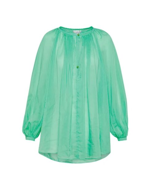 Grüne böhmische Voilebluse aus Seide und Baumwolle
