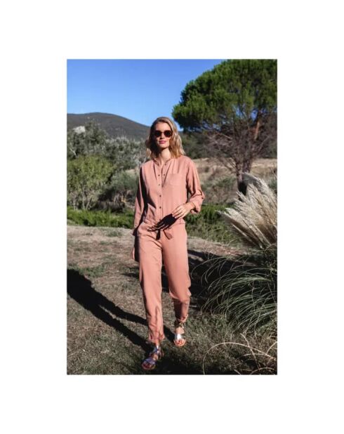Terrakotta-Jumpsuit Carmen aus Baumwolle