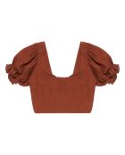 Top con mangas abullonadas en terracota