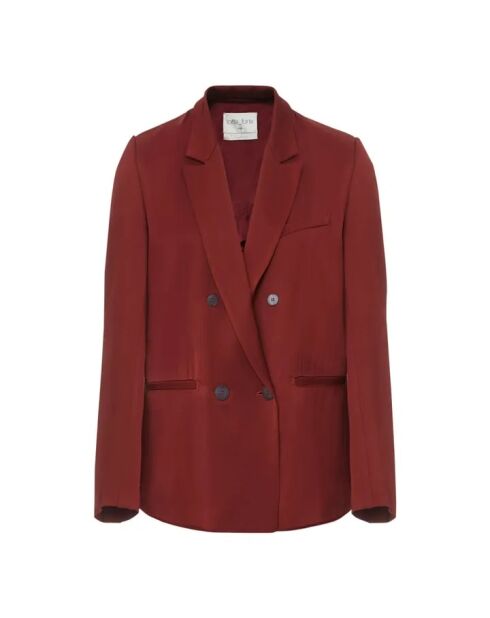 Zweireihige Wolljacke aus Terrakotta