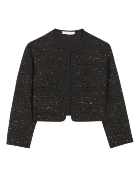Schwarze Bernie Tweed Metallic-Jacke