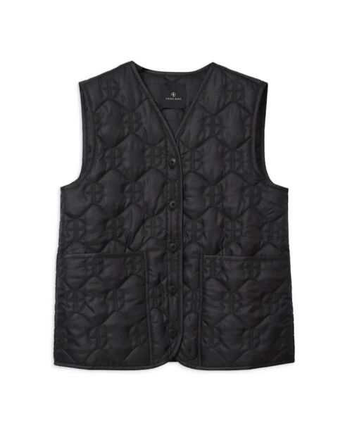 Andy schwarze ärmellose Jacke mit Monogramm
