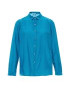 Blaue Bluse aus Viskose und Seide