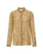 Blusa in lana e seta stampata rosa pesca