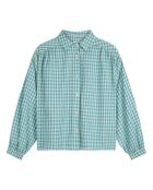 Camicia in seersucker a quadretti blu turchese