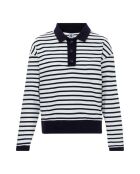 Langarm-Poloshirt aus Baumwolle in Marineblau Marinière