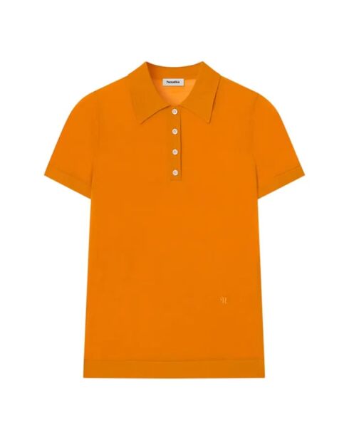 Hatti Merino orangefarbenes Kurzarm-Poloshirt