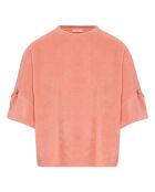 Rosafarbenes Gali Sponge Baumwoll-Sweatshirt mit Rundhalsausschnitt