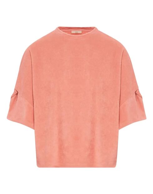 Rosafarbenes Gali Sponge Baumwoll-Sweatshirt mit Rundhalsausschnitt