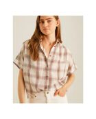 Camicia Louisa Brando in cotone a manica corta Plaid beige